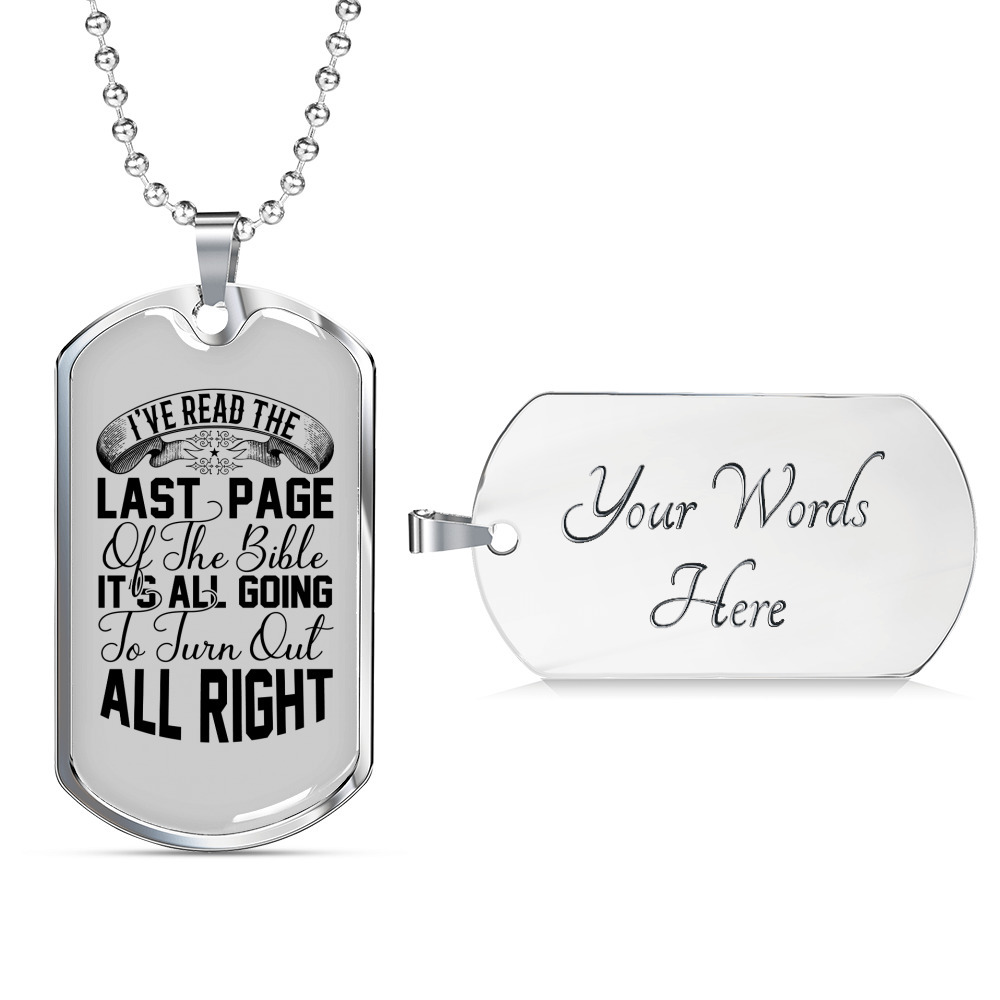 Last Page Turn Right Christian Necklace Stainless Steel Or 18k Gold Dog Tag 24 57$
